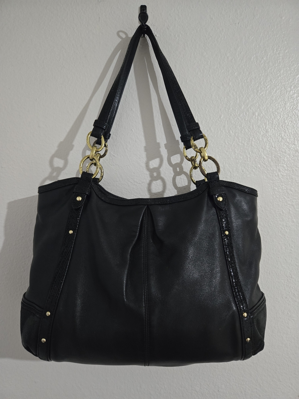 Coach Black Shoulder Bag with Gold Hardware